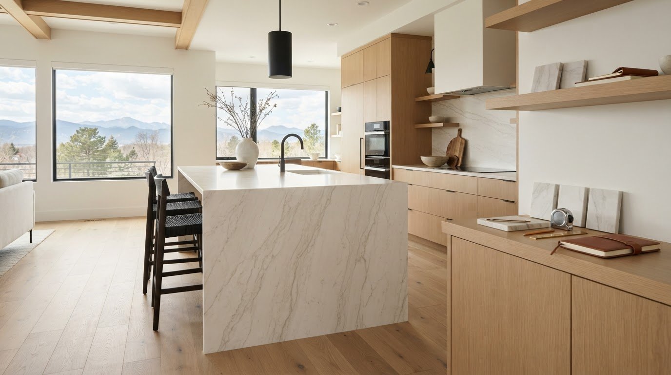 Waterfall countertop installation costs and material choices