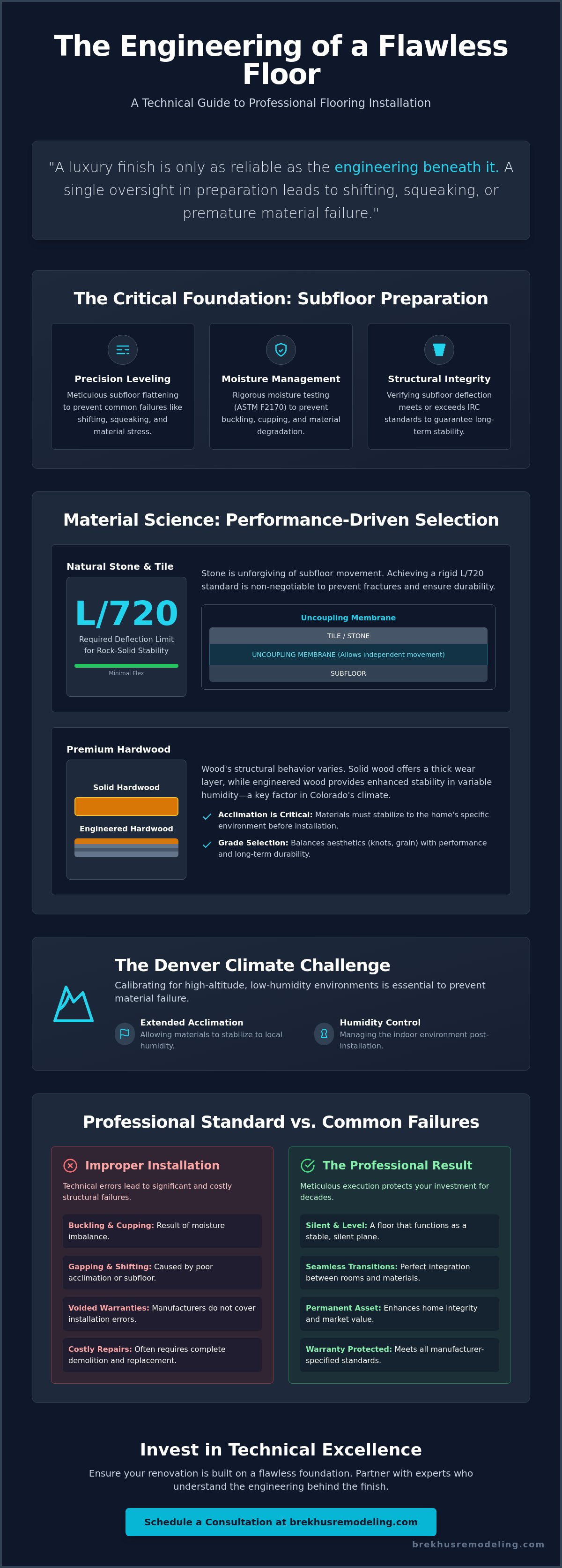 The Architectural Standards of Professional Flooring Installation infographic