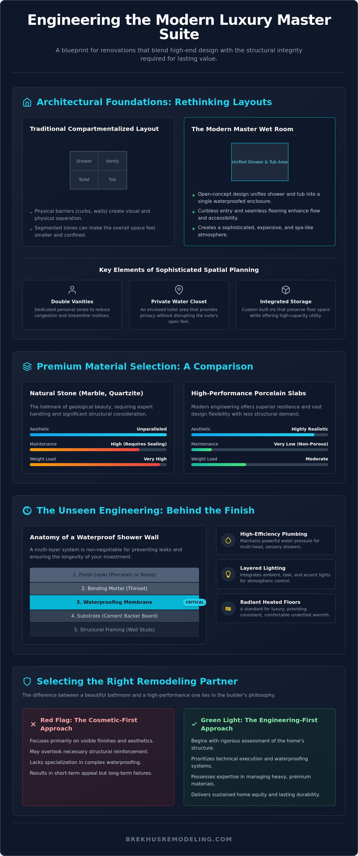 Master Bathroom Remodel Ideas: Engineering a High-End Suite in 2026 infographic