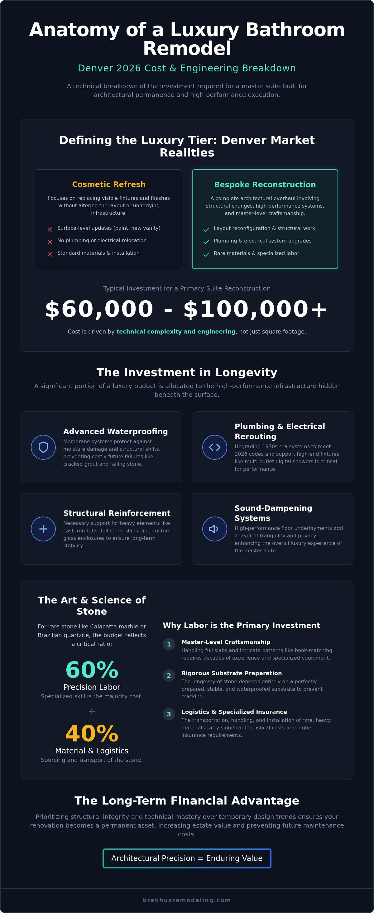Luxury Bathroom Remodel Cost in Denver: A Comprehensive 2026 Budgetary Framework infographic